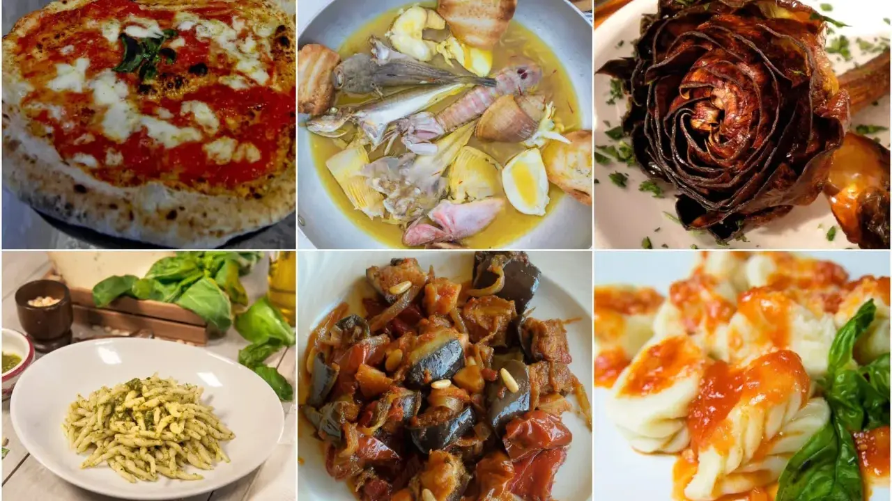Pizza, zuppa di pesce, carciofo fritto, pasta al pesto, caponata e gnocchi: alcuni dei piatti italiani più buoni.