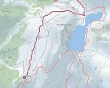 Mappa escursionistica che mostra come arrivare al rifugio Gabiet, con sentieri segnati e altitudini.