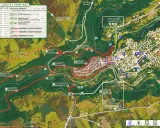 Mappa delle Vie Cave e sentieri, con itinerari che attraversano il centro storico Pitigliano e le sue necropoli.
