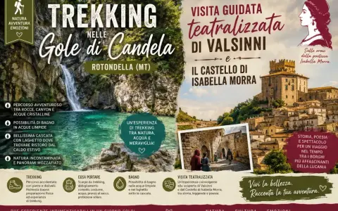 Trekking nelle Gole di Candela e visita teatralizzata a Valsinni: un'avventura indimenticabile tra natura e storia in Puglia.