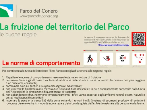 Regole per i sentieri del Monte Conero: non abbandonare rifiuti, non accendere fuochi, evita rumori inutili e segui sempre il sentiero.