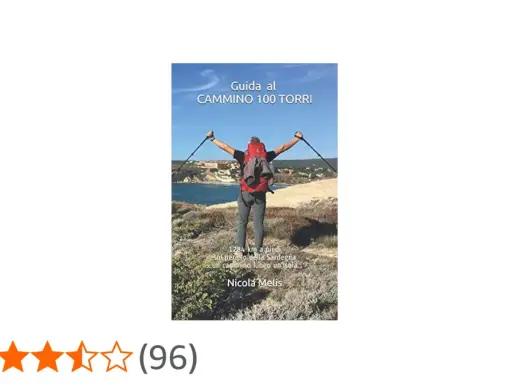 Copertina libro "Guida al Cammino 100 Torri", con escursionista che guarda il mare.
