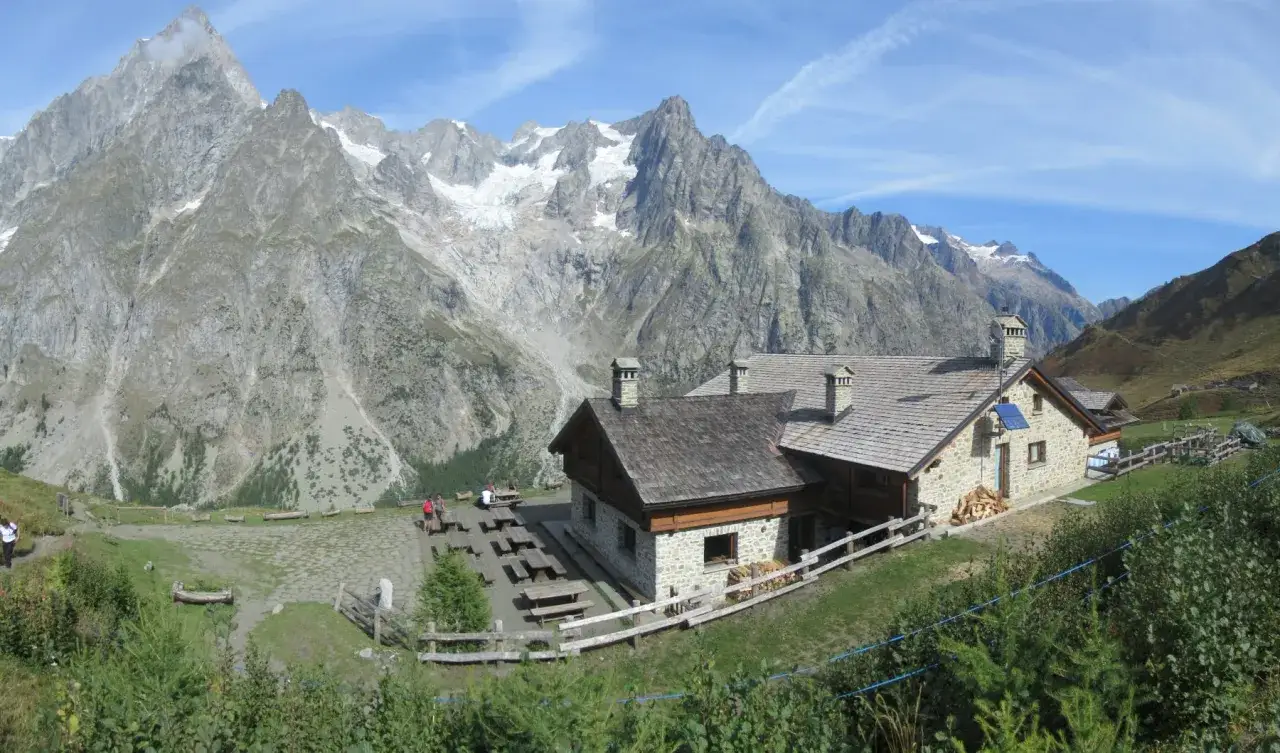 Rifugi in Piemonte facili da raggiungere, con vista su imponenti montagne innevate. Un luogo ideale per una pausa rilassante.