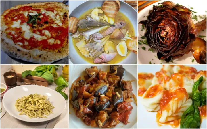 Pizza, zuppa di pesce, carciofo fritto, pasta al pesto, caponata e gnocchi: alcuni dei piatti italiani più buoni.